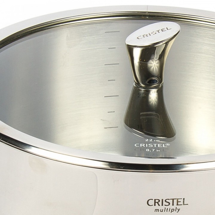 Кастрюля CRISTEL F22CMVA 22 см с многослойным дном Мультиплай и стеклянной крышкой