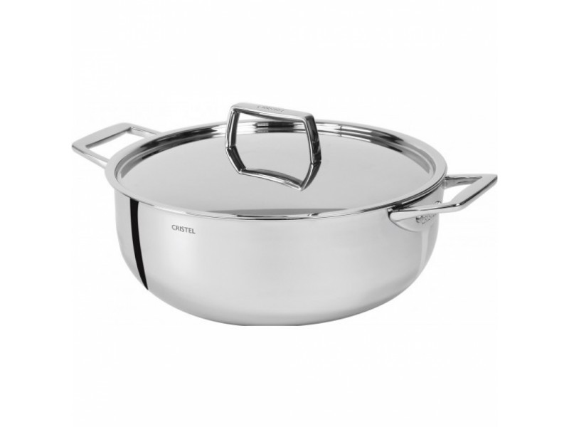 Низкая кастрюля CRISTEL Castel Pro F20CPF 20 см с крышкой и двумя ручками