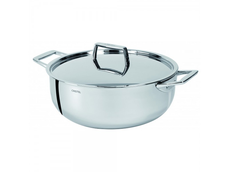 Низкая кастрюля Cristel Castel Pro F28CPF 28 см с крышкой и двумя ручками